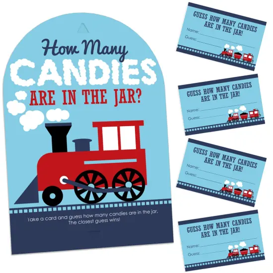 Big Dot of Happiness Railroad Party Crossing - How Many Candies Steam Train Birthday Party or Baby Shower Candy Guessing Game {1}