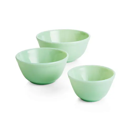 Mosser Glass Jadeite Mixing Bowl Set (Set of 3), Green Glass {1}