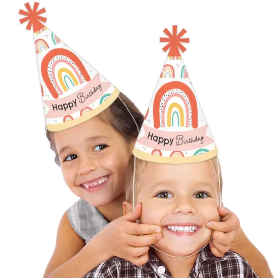 Big Dot of Happiness Hello Rainbow - Cone Happy Birthday Party Hats for Kids and Adults - Set of 8 (Standard Size) {3}