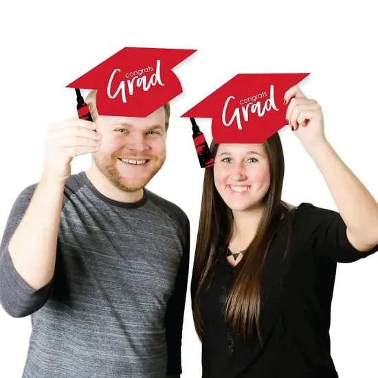 Big Dot of Happiness Red Graduation Hat Decorations - DIY Large Party Essentials - 20 Count {4}