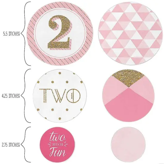 Big Dot of Happiness Two Much Fun - Girl - 2nd Birthday Party Giant Circle Confetti - Party Decorations - Large Confetti 27 Count {3}