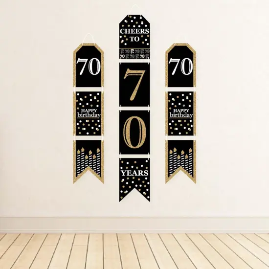 Big Dot of Happiness Adult 70th Birthday - Gold - Hanging Vertical Paper Door Banners - Birthday Party Wall Decoration Kit - Indoor Door Decor {4}