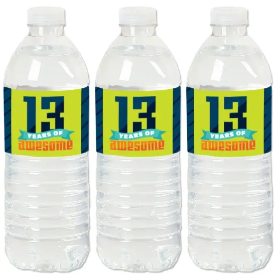 Big Dot of Happiness Boy 13th Birthday - Official Teenager Birthday Party Water Bottle Sticker Labels - Set of 20 {1}