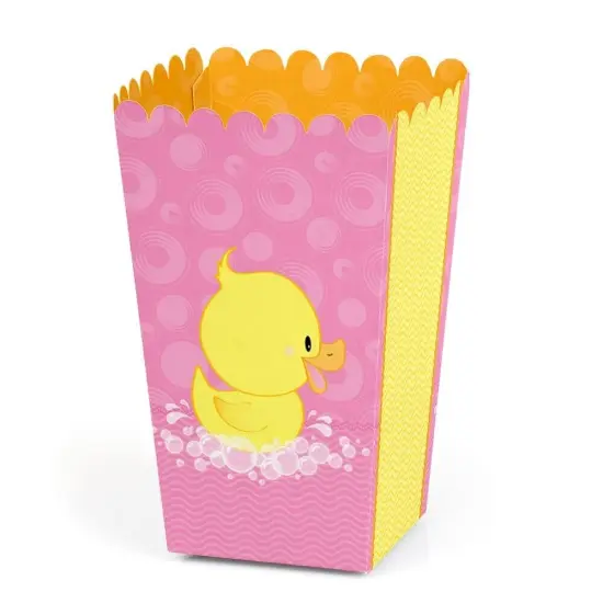 Big Dot of Happiness Pink Ducky Duck - Girl Baby Shower or Birthday Party Favor Popcorn Treat Boxes - Set of 12 {1}