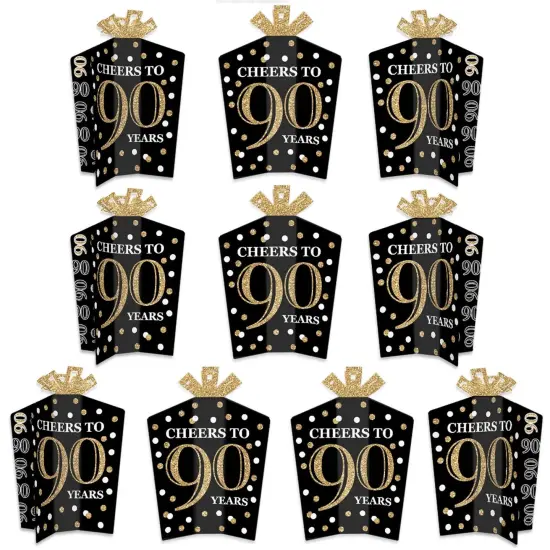 Big Dot of Happiness Adult 90th Birthday - Gold - Table Decorations - Birthday Party Fold and Flare Centerpieces - 10 Count {1}