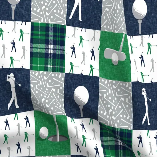 Various Fabrics by the Yard or Fat Quarter Golf Patchwork Golfing Green Navy Gray Plaid Custom Printed Fabric by Spoonflower {5}