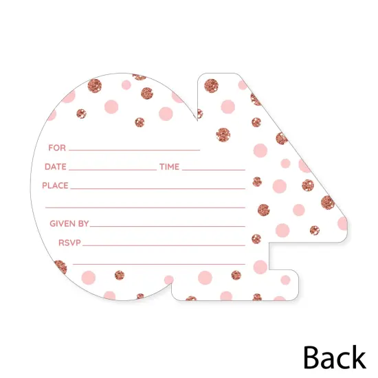 Big Dot of Happiness 40th Pink Rose Gold Birthday - Shaped Fill-In Invitations - Happy Birthday Party Invitation Cards with Envelopes - Set of 12 {6}
