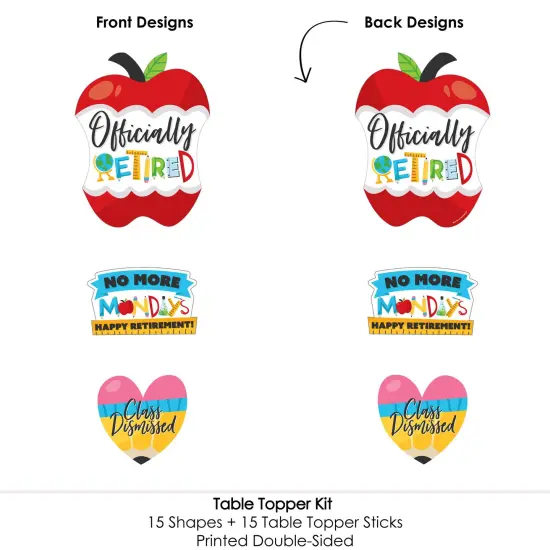 Big Dot of Happiness Teacher Retirement - Happy Retirement Party Centerpiece Sticks - Table Toppers - Set of 15 {6}
