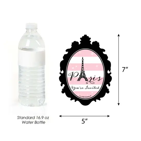 Big Dot of Happiness Paris, Ooh La La - Shaped Invites - Birthday Paris Themed Baby Shower or Birthday Party Invites Cards with Envelopes - Set of 12 {6}