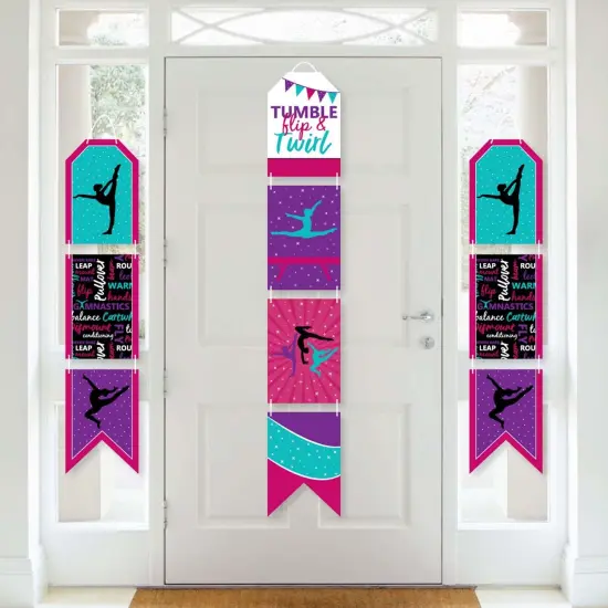 Big Dot of Happiness Tumble, Flip and Twirl - Gymnastics - Hanging Vertical Paper Door Banners - Birthday Party or Wall Decor Kit - Indoor Door Decor {1}