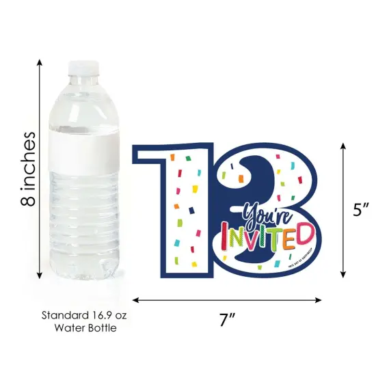 Big Dot of Happiness 13th Birthday - Cheerful Happy Birthday - Shaped Fill-In Invites - Thirteenth Birthday Invites Cards with Envelopes - Set of 12 {6}