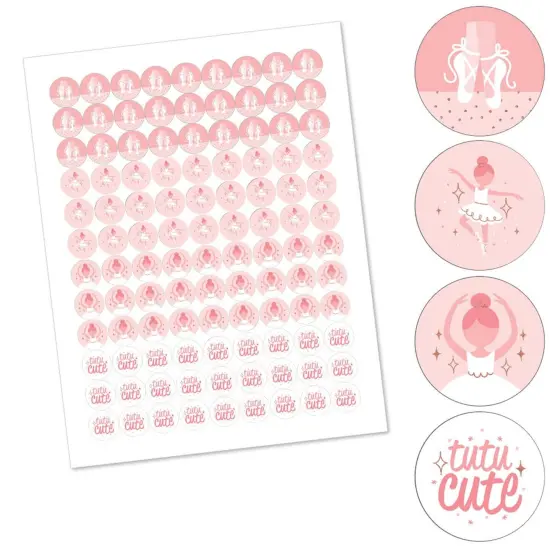 Big Dot of Happiness Tutu Cute Ballerina - Ballet Birthday or Baby Shower Round Candy Sticker Favors - Labels Fits Chocolate Candy (1 sheet of 108) {3}