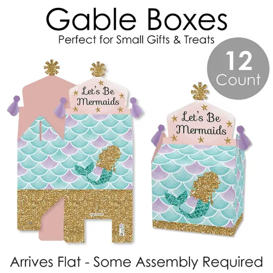 Big Dot of Happiness Let's Be Mermaids - Treat Box Party Favors - Baby Shower or Birthday Party Goodie Gable Boxes - Set of 12 {7}