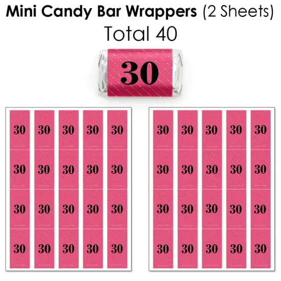Big Dot of Happiness Chic 30th Birthday - Pink, Black and Gold - Birthday Party Candy Favor Sticker Kit - 304 Pieces {4}