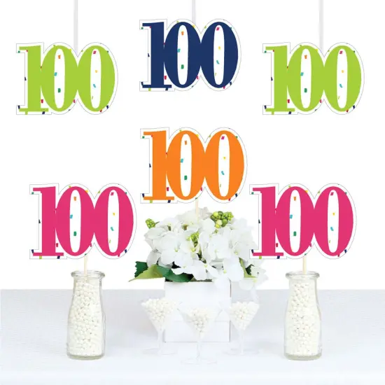 Big Dot of Happiness 100th Birthday - Cheerful Happy Birthday - One Hundred Shaped Decorations DIY Colorful Birthday Party Essentials - Set of 20 {1}