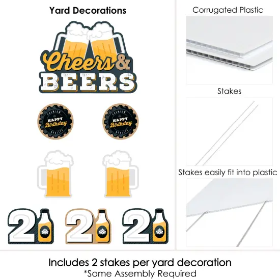 Big Dot of Happiness Cheers and Beers to 21 Years - Yard Sign and Outdoor Lawn Decorations - 21st Birthday Party Yard Signs - Set of 8 {6}