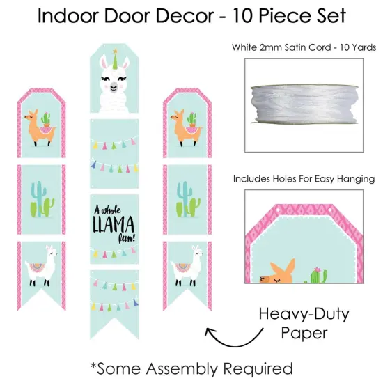 Big Dot of Happiness Whole Llama Fun - Hanging Vertical Paper Door Banners - Fiesta Baby Shower or Birthday Party Wall Decor Kit - Indoor Door Decor {6}