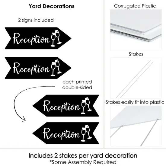 Big Dot of Happiness Black Wedding Reception Signs - Wedding Sign Arrow - Double Sided Directional Yard Signs - Set of 2 Reception Signs {6}
