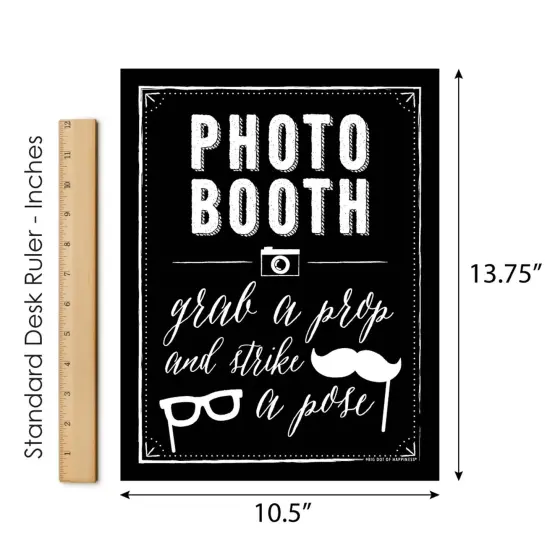 Big Dot of Happiness Photo Booth Sign - Printed on Sturdy Plastic Material - 10.5 x 13.75 inches - Sign with Stand - 1 Piece {7}