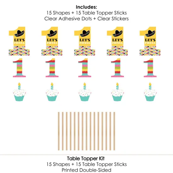 Big Dot of Happiness 1st Birthday Let's Fiesta - Fiesta First Birthday Party Centerpiece Sticks - Table Toppers - Set of 15 {7}