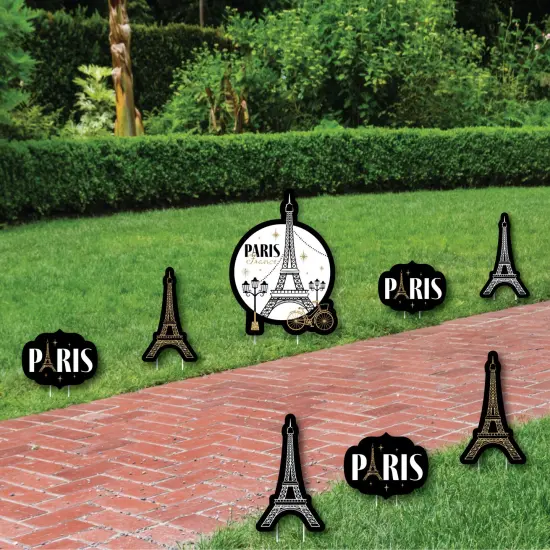 Big Dot of Happiness Stars Over Paris - Yard Sign and Outdoor Lawn Decorations - Parisian Themed Party Yard Signs - Set of 8 {3}