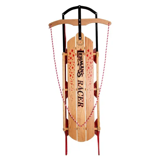 Lehman's Racer Amish Made Old Fashioned Solid Oak Steel Runner Sled {1}