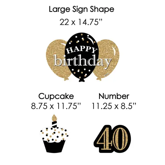 Big Dot of Happiness Adult 40th Birthday - Gold - Yard Sign and Outdoor Lawn Decorations - Happy Birthday Party Yard Signs - Set of 8 {7}