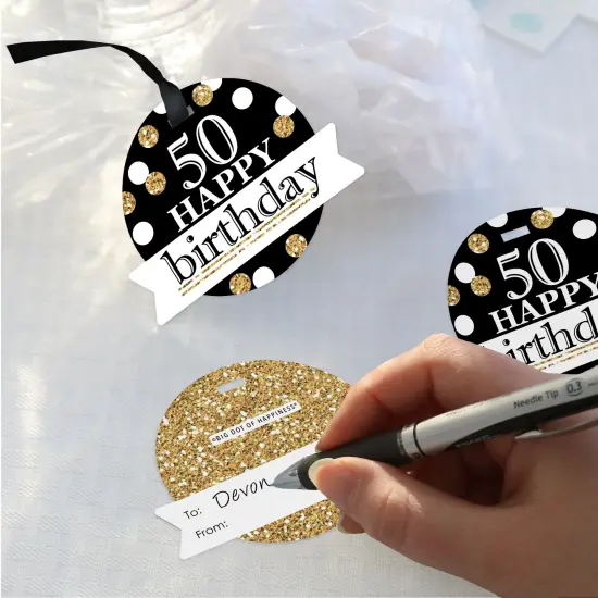 Big Dot of Happiness Adult 50th Birthday - Gold - Birthday Party Clear Goodie Favor Bags - Treat Bags With Tags - Set of 12 {4}