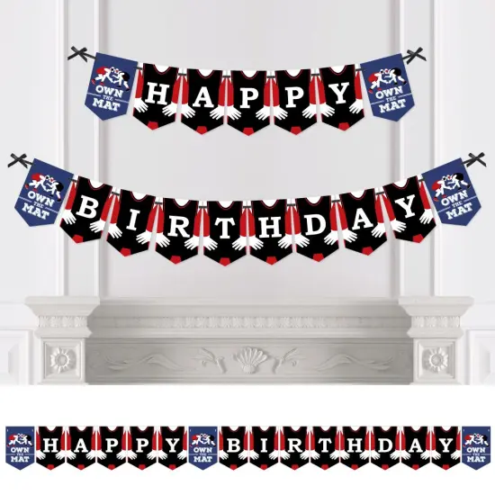 Big Dot of Happiness Own the Mat - Wrestling - Birthday Party Bunting Banner - Birthday Party Decorations - Happy Birthday {1}