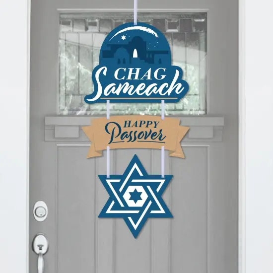 Big Dot of Happiness Happy Passover - Hanging Porch Pesach Jewish Holiday Party Outdoor Decorations - Front Door Decor - 3 Piece Sign {1}