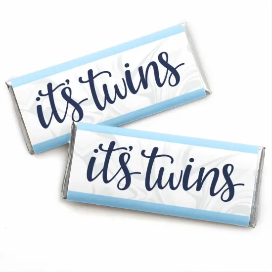 Big Dot of Happiness It's Twin Boys - Candy Bar Wrapper Blue Twins Baby Shower Favors - Set of 24 {1}
