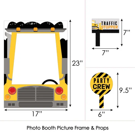 Big Dot of Happiness Dig It - Construction Party Zone - Baby Shower or Birthday Selfie Photo Booth Picture Frame & Props - Printed on Sturdy Material {6}