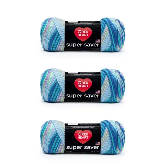 Red Heart Super Saver Wildflower Yarn - 3 Pack of 141g/5oz - Acrylic - 4 Medium (Worsted) - 364 Yards - Knitting/Crochet {1}