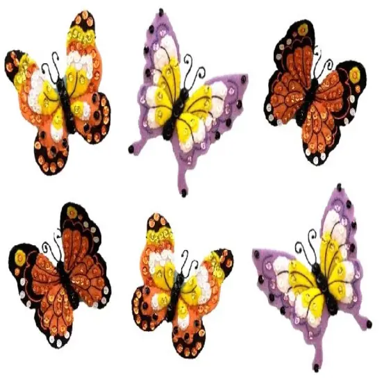 Bucilla Felt Ornaments Applique Kit Set Of 6-Butterfly Garden {1}