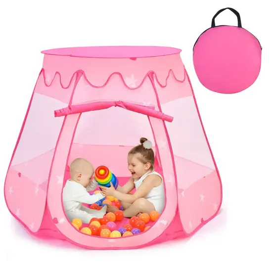 Pink Portable Kid Play House Play Tent with 100 Balls {4}