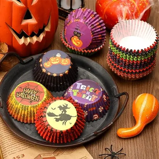 Halloween Cupcake Liners, SANNIX 450pcs Ghost Pumpkin Spider Baking Cups Cupcake Wrappers Paper Wraps Muffin Liners for Halloween Party Candy Cake Decorations Supplies(9 Designs) {5}