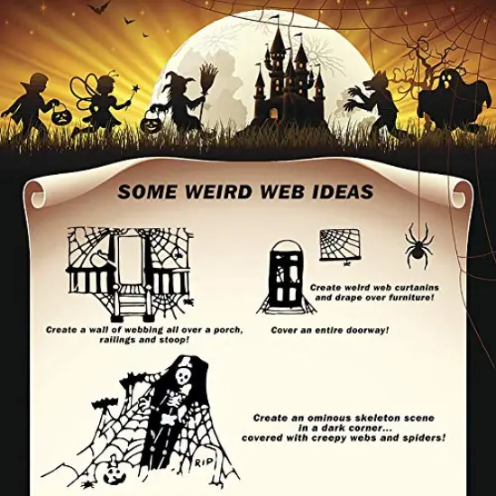 900 sqft Spider Webs Halloween Decorations Bonus with 30 Fake Spiders, Super Stretch Cobwebs for Halloween Indoor and Outdoor Party Supplies {3}