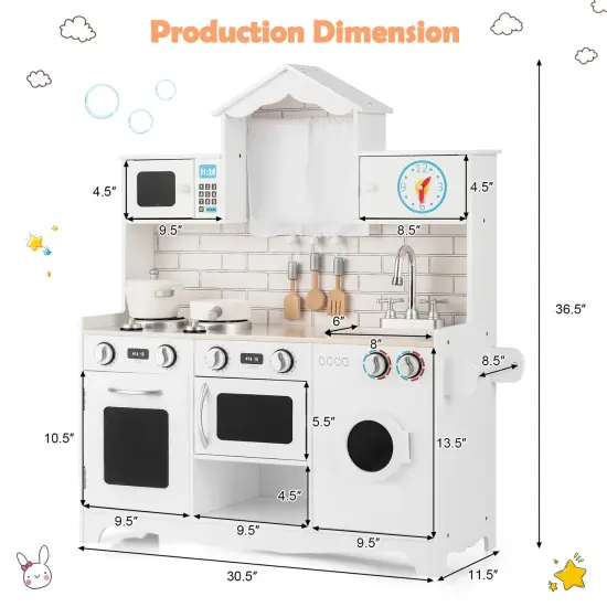 Wooden Kids Kitchen with Washing Machine {4}