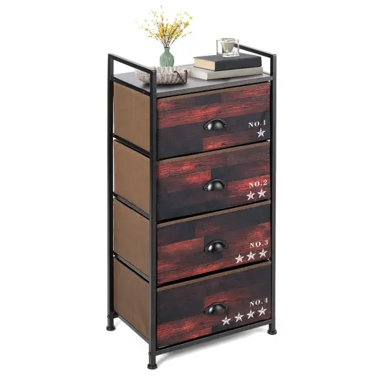 4 Drawer Fabric Dresser Storage Tower Nightstand {2}