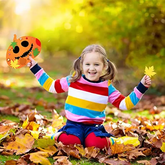 30 Kits Foam Halloween Pumpkin Decorations DIY Pumpkin Craft Kits Assorted Foam Pumpkin Shapes with Fall Maple Leaves Rhinestone Stickers for Kids Crafts Fall Thanksgiving Halloween Decoration {2}