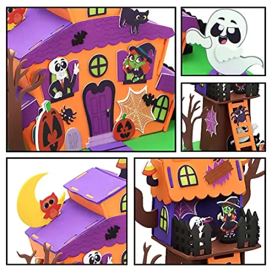 JOYIN 2 Pack Halloween Foam Haunted House 3D Craft Kit for Kids, 3D Halloween Tree House and Pumpkin Haunted House, Halloween Art and Craft DIY Kit, Halloween Party Favors Party Decoration {2}