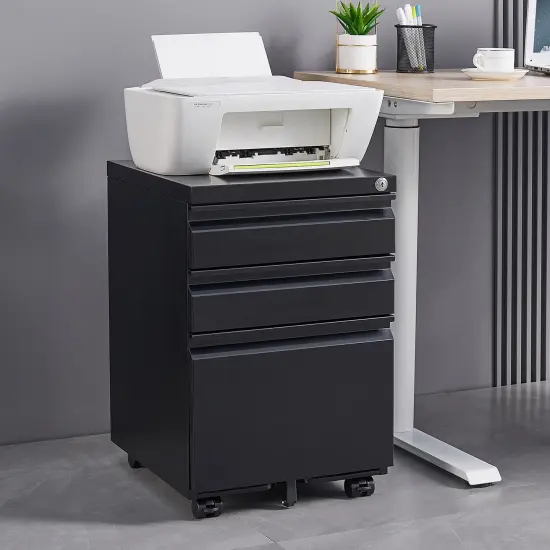 3 Drawer Mobile Locking File Cabinet, Rolling Filing Cabinet for Letter/A4 Size With 5 Wheels {6}