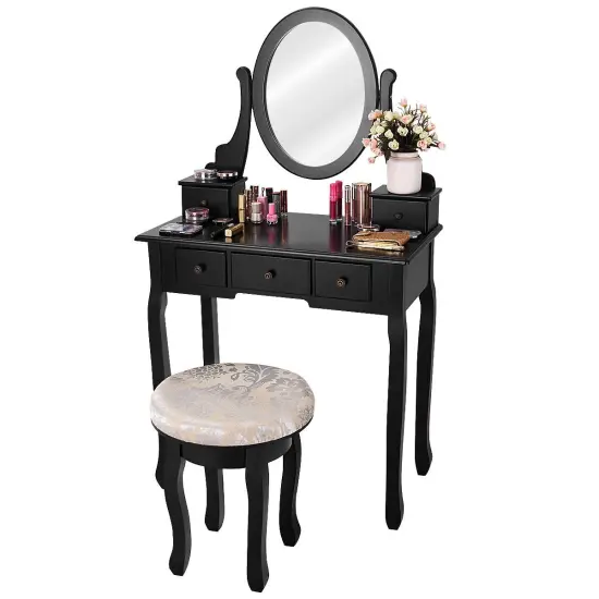 Vanity Makeup Table Set Bedroom Furniture with Padded Stool {1}