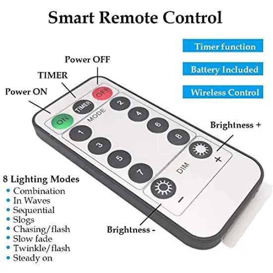 Twinkle Star Halloween Decorations 8 Pcs Lighted Hanging Witch Hats, 14ft 56 LEDs Halloween Indoor Outdoor Remote Control String Lights, Battery Powered with 8 Lighting Modes for Garden, Yard, Tree {2}