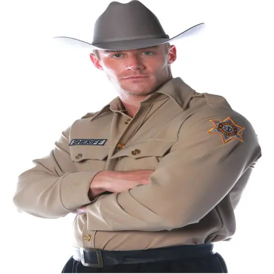 Men's Brown Sheriff Law Enforcement Costume Shirt {1}