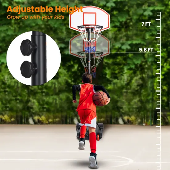 Adjustable Basketball Hoop System Stand with Wheels {6}