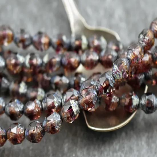 *25* 6xmm Fuschia Crystal Picasso Turbine Cathedral Beads {1}