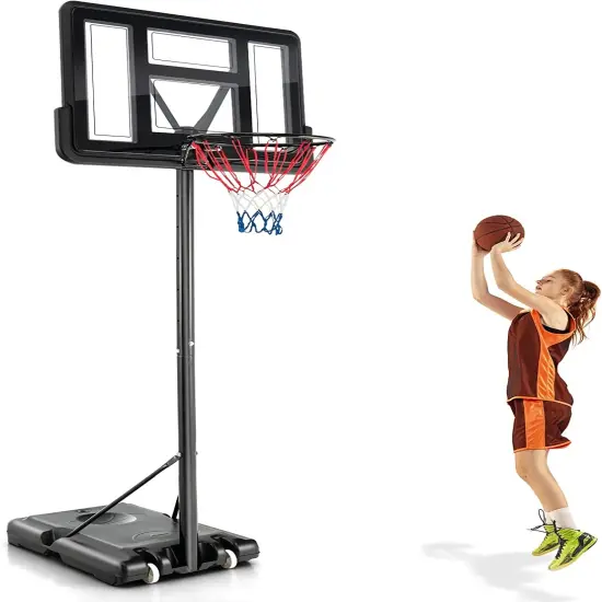 4.25-10 Feet Adjustable Basketball Hoop System with 44 Inch Backboard {1}