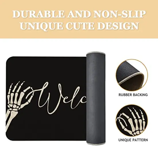 Roszwtit Halloween Door Mat 30 X 17 Inch Halloween Skull Doormat Indoor Outdoor Entrance Floor Mat Non Slip Halloween Decor Rubber Welcome Mats {6}