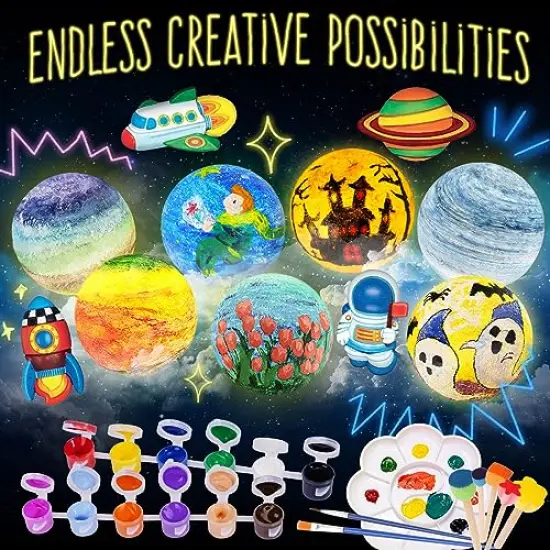 Halloween Gifts DIY Space Moon Night Light, Art Supplies Arts & Crafts Kit, Arts and Crafts for Kids Ages 8-12, Toys Girls Boy Birthday Gift Ages 3 4 5 6 7 8 9 10 11 12+ {5}